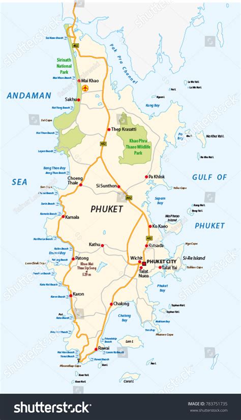 Detailed Phuket Road Beach Vector Map Stock Vector (Royalty Free) 783751735 | Shutterstock