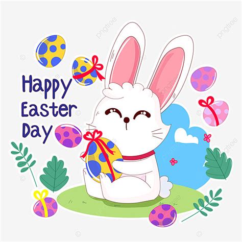 Easter Stickers Vector Art PNG Happy Easter Sticker Easter Bunny