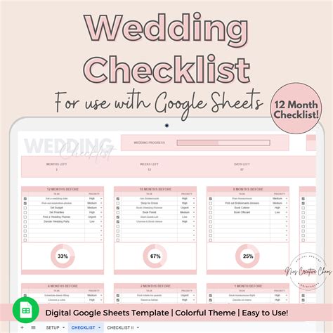 Wedding Checklist - Customizable with Google Sheets! - Nics Creative Chaos