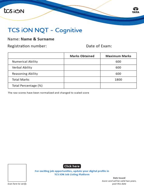 Tcs Nqt Cognitive Score Card 20thsept Pdf