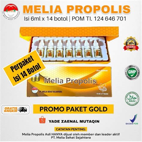 Jual MELIA PROPOLIS 6ML ASLI PT MELIA SEHAT SEJAHTERA PERPAKET ISI 14