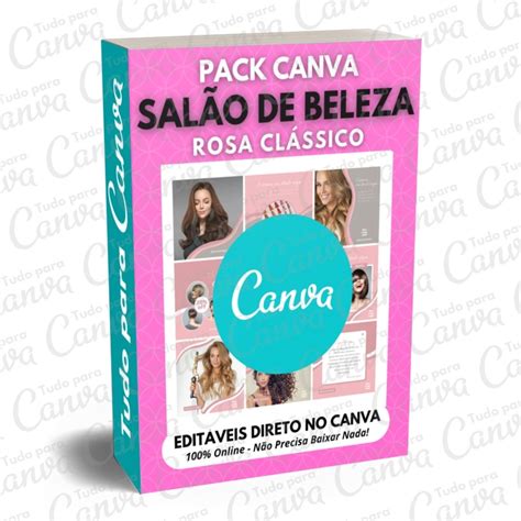 Pack Canva Editável Salão De Beleza Rosa Clássico 5 Kits Bônus