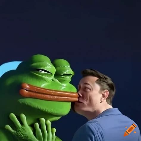 Elon Musk Kissing Pepe The Frog In Space On Craiyon