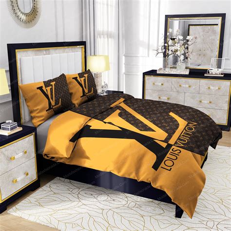 Buy Yellow And Brown Background Louis Vuitton Bedding Sets Bed Sets With Twin Full Queen King