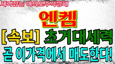 엔켐 초거대세력 곧 이가격에서 매도한다 개인들은 모르는 핵심 내용 공개 Youtube