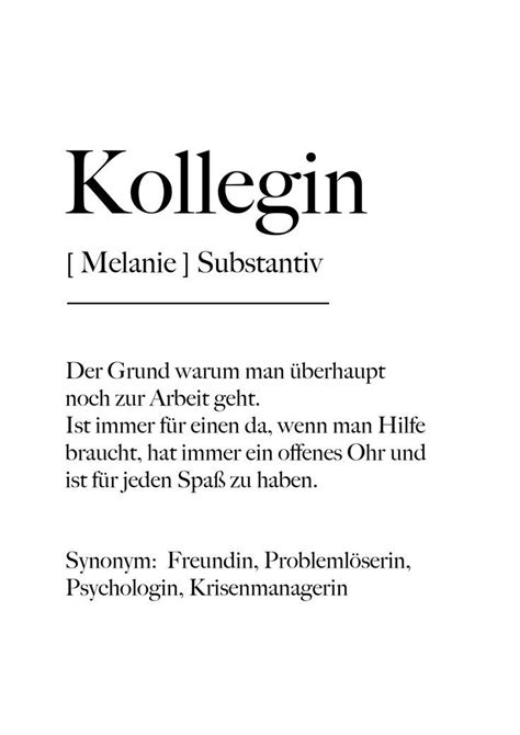 Kollegin Definition Poster Geschenk für Kollegin Etsy Sprüche zum