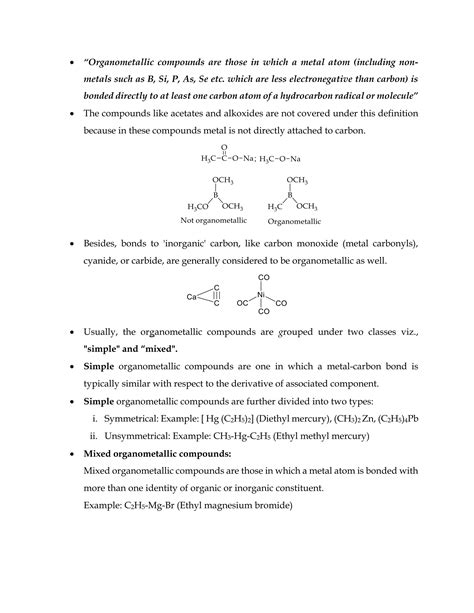 Organometallic Compounds Notes Pdf Sem Pdf