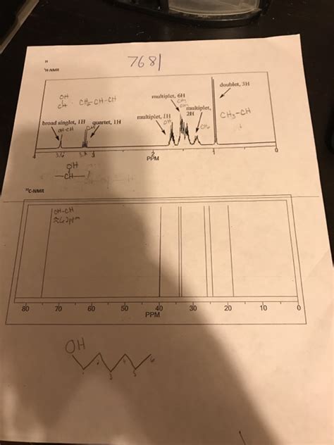 Solved 76 8 Doublet 3H OH Multiplet 6H Multiplet 2H Chegg