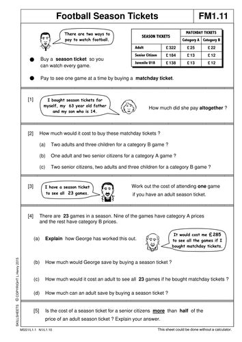 Functional Maths Level 1 Part 5 By Skillsheets Uk Teaching Resources