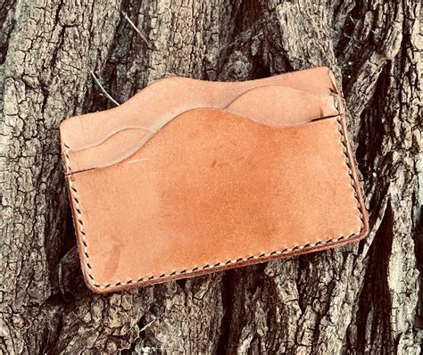 Minimalist Wallet Hermann Oak Leather Holiday Gift For Him Her Custom