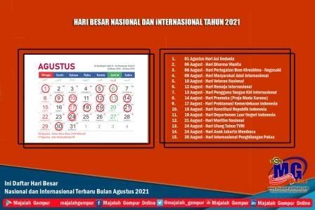 Ini Daftar Hari Besar Nasional Dan Internasional Terbaru Bulan Agustus