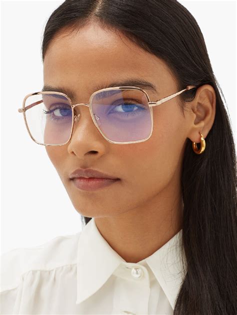 Chloé Bonnie Square Frame Metal Glasses In Copper Modesens Fashion Eye Glasses Trendy