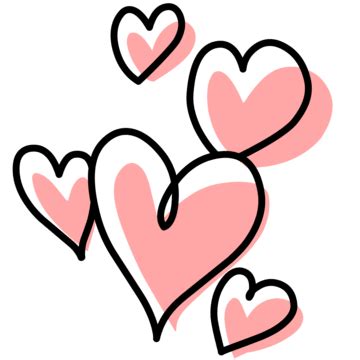 Pink Hand Drawn Cartoon Vector Hearts Love Illustration Hearts Clipart