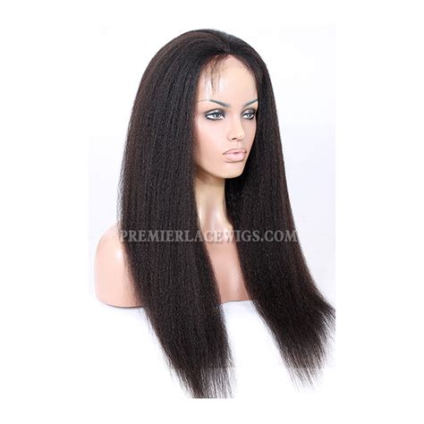 Stock Glueless Lace Front Wigs Kinky Straight Indian Remy Hair