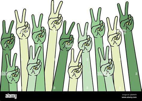 Human Hands With Peace Sign Victory Symbol Banner For Earth Day