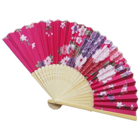 Складной веер в китайском стиле-№ 13 розово-красный - купить Веер по ...