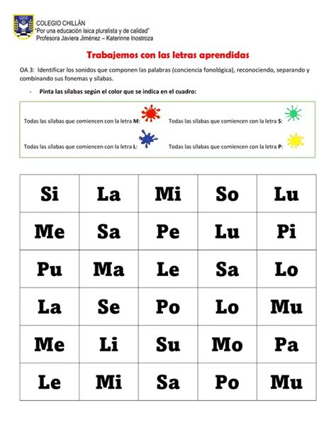 Repaso Letras M L P Y S Profe Social