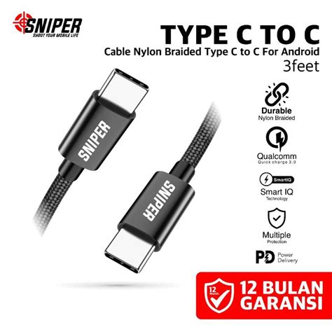 Jual Sniper Kabel Charger Data Type C To Type C PD Shopee Indonesia