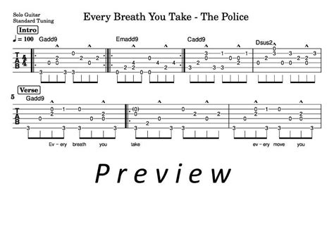 Every Breath You Take Fingerstyle Tab And Chords The Police