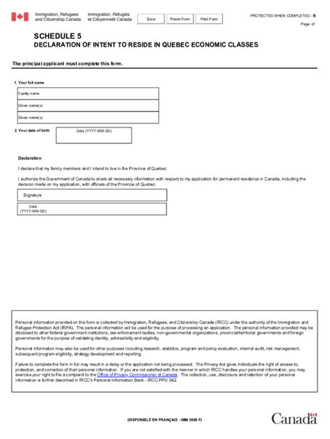 Form Canada Imm E Schedule Fill Online Printable