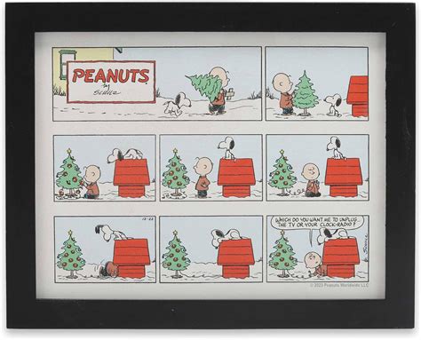 Peanuts Christmas Comic Strip Framed Wood Wall Decor