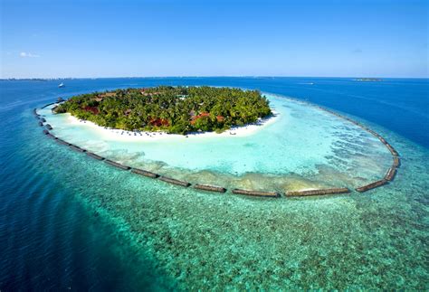 Maldives Island Green Sun Horizon Houses 2k Sand Palm Trees