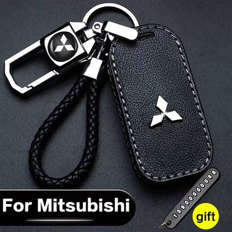 Mitsubishi Genuine Leather Car Key Cover Keychain Wallet New Car Logo