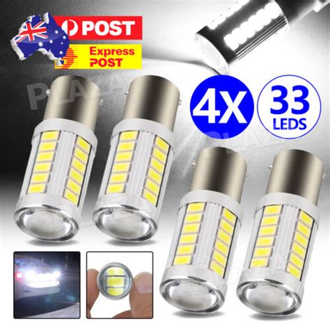 4PCS LED Light Bulb 1156 BA15S Brake Reverse Turn Stop Tail Car White