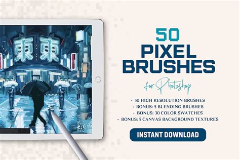 50 Pixel Photoshop Brushes Photoshop Pixel Brushset - Etsy