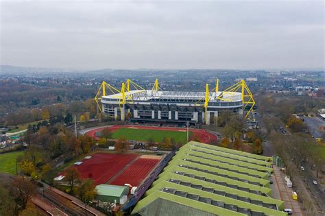aerial view  circular building  event venue westfalenhalle