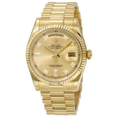 Rolex Day-Date Champagne Dial 18K Yellow Gold President Automatic Men's ...