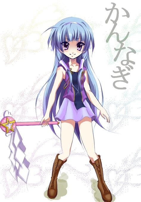 Safebooru Blue Hair Blunt Bangs Hair Tubes Hairband Kannagi Nagi