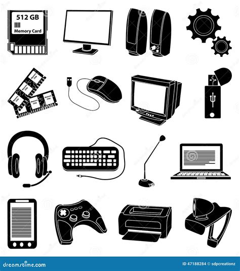 Personal Computer Parts Icons Set Stock Vector - Image: 47188284