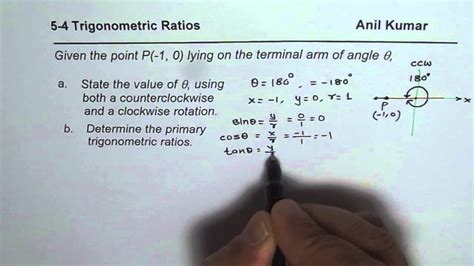 Given A Point On Terminal Arm Determine Angles And Trigonometric Ratios