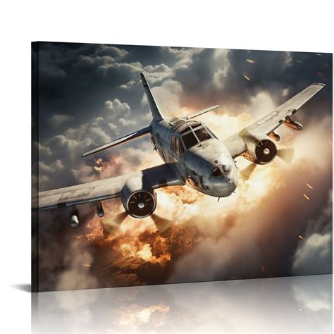 EastSmooth Canvas Wall Art Airplane Art Prints War Thunder Air Combat ...