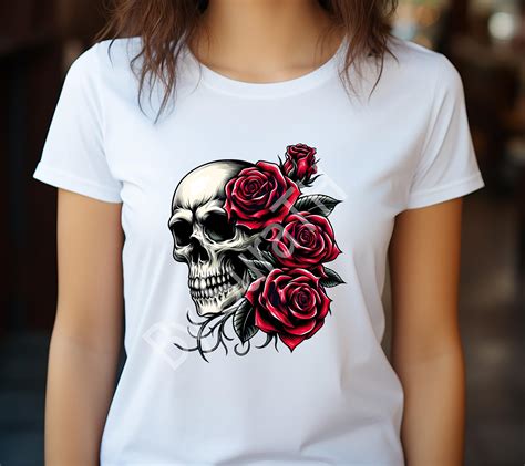 Skull With Red Rose Skull Png Red Rose Png Skull Clipart Rose