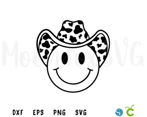 Cowboy Smiley Svg Cowboy Hat Howdy Yal Svg Cow Print Howdy Etsy Canada