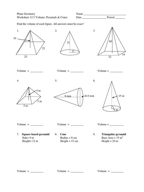 Volume Of Pyramids Cones And Spheres Worksheet Fun And 50 OFF