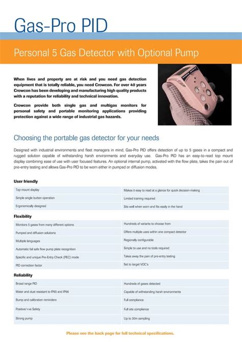 Crowcon Gas Pro Pid Portable Gas Detector Pdf