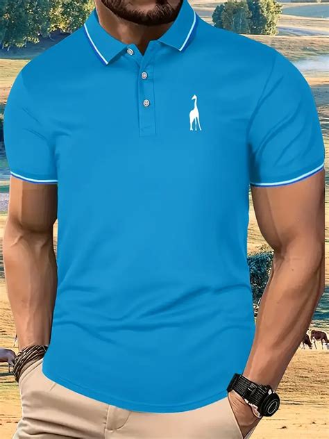 Giraffe Pattern Print Mens Summer Polo Shirts Comfortable Temu New