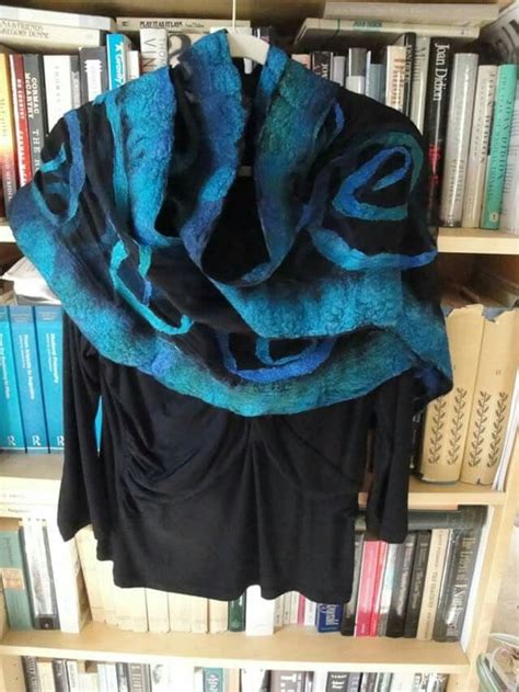 Black Pacific Nuno Felted Scarf Felted Scarves Nuno Felt Scarf