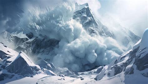 Premium Ai Image A Massive Snow Avalanche With Ice Blocks Cascading