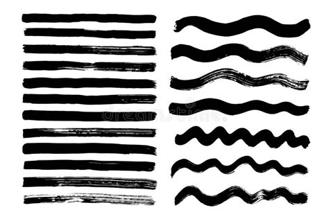 Vector Brush Stroke Distressed Texture Isolated Black Stripes Grunge