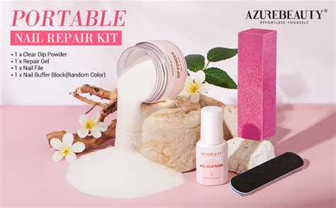 Amazon AZUREBEAUTY Nail Repair Kit Transparent Crystal Nude Brown