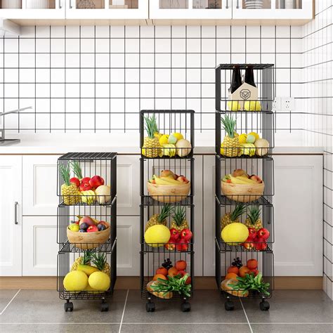 Mocosy Tier Metal Vegetable Fruit Storage Rack Wire Basket With