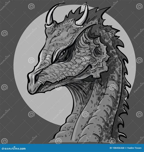 Dragon Head. Black and White Painted Dragon. Stock Vector ...