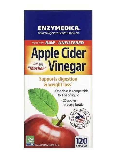 БАД Enzymedica Яблочный уксус в капсулах с уксусной маткой Apple Cider ...