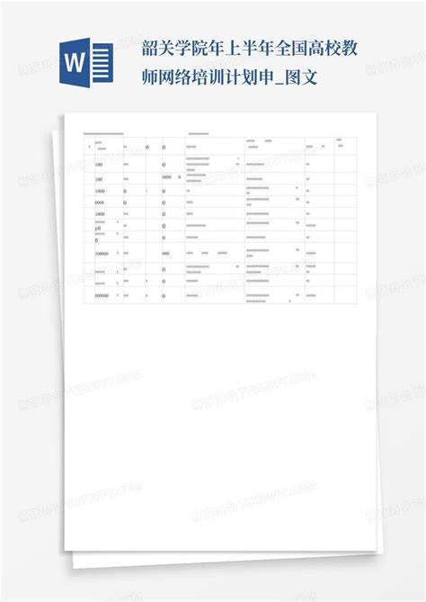 韶关学院年上半年全国高校教师网络培训计划申图文word模板下载编号qrrejexk熊猫办公