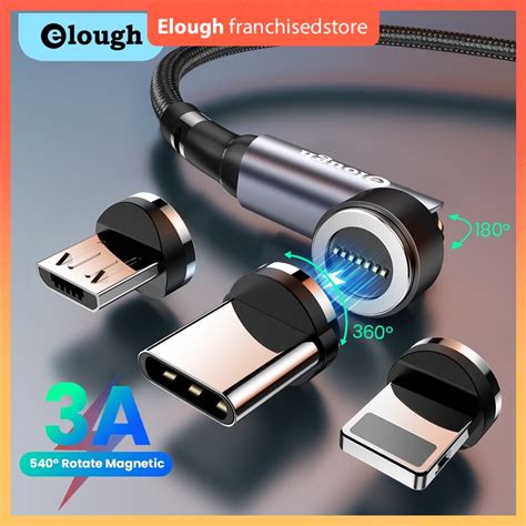 Elough Readystock 540 Degree Rotate 3a Fast Charging Magnetic Cable