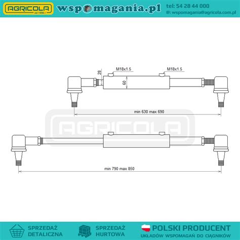 Cylinder siłownik hydrauliczny wspomagania Ursus C 330 C 360 C 360 3P